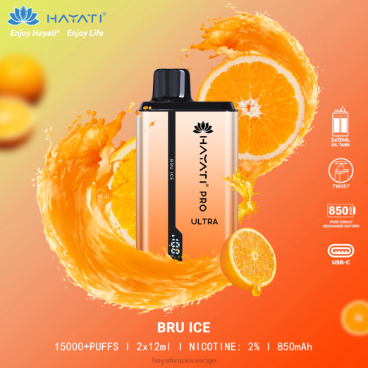 Hayati Pro Ultra engångs 15000 puffar - XN08198 Hayati Flavour List bru is
