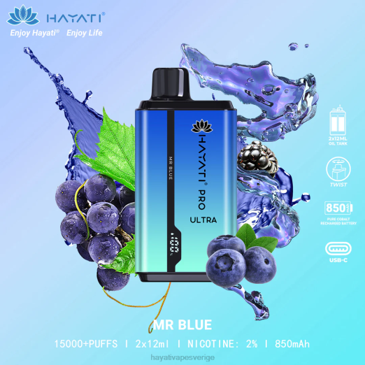 Hayati Pro Ultra engångs 15000 puffar - XN08207 Hayati Flavours Sverige herr blå