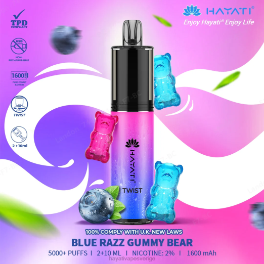 Hayati Twist disponibel - XN0864 Hayati Vape Flavours blå razz gummibjörn
