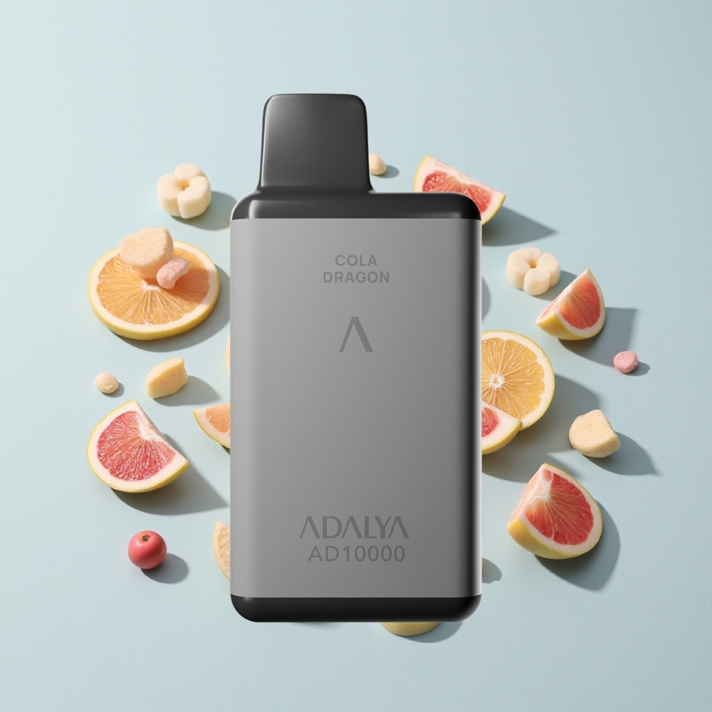 Adalya AD 10000 Puffs Blå Is Space Gray PC Sandblästad Gummifärg Blå Andningsljus Aluminiumrör USB-C 650 mAh 14 ml 2% Nikotin Sverige Grossist