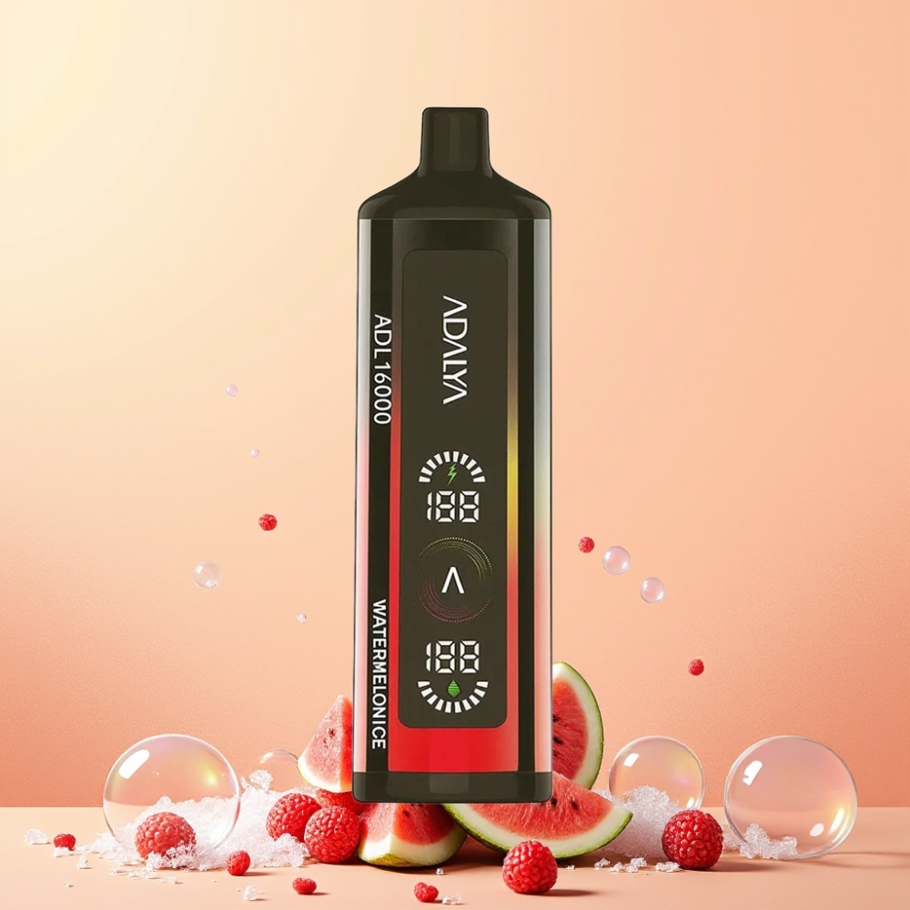 Adalya ADL 16000 PRO Puffs Engångsvape Vattenmelon Is Sverige Grossist Stålrör Aluminium Belagd Målad Digital Skärm Smart Mesh Coil USB-C 25ml 1000 mAh 2% Nikotin