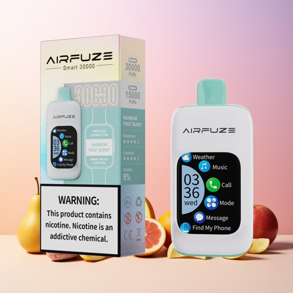 AirFuze Smart 30000 Puff Svensk Grossist 2.01\" TFT Touchskärm 900mAh Typ-C Laddning Regnbågens Fruktbristning