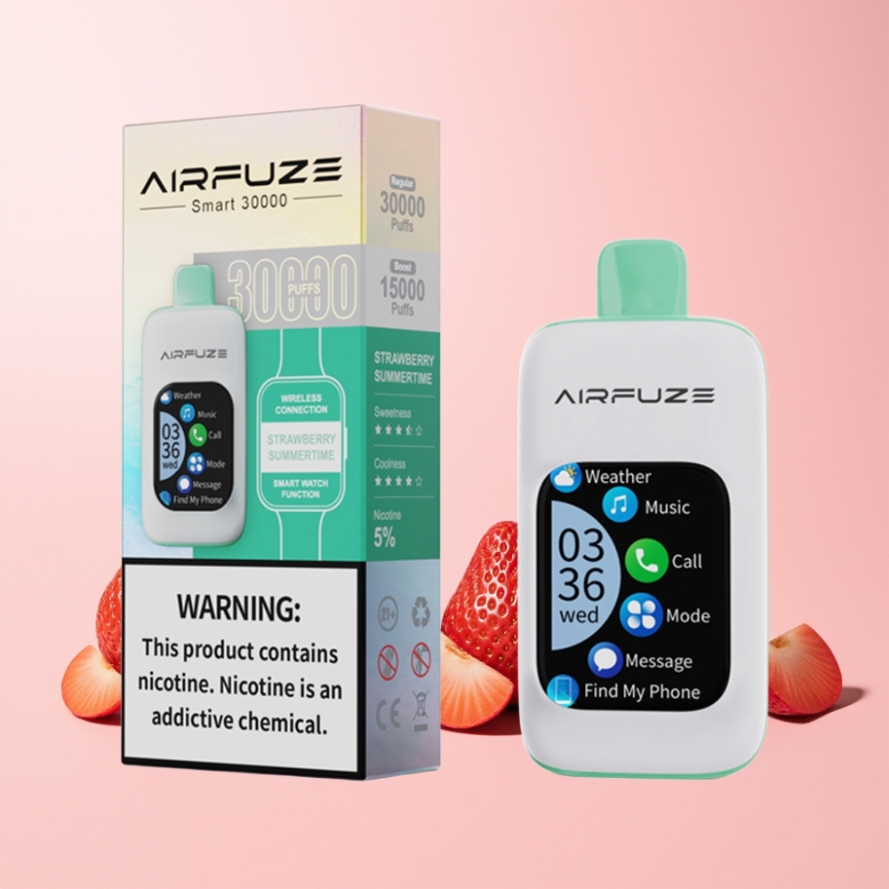 AirFuze Smart 30000 Puffar 2.01\"TFT Touchscreen 900mAh Type-C Sverige Grossist Jordgubbe Sommartid