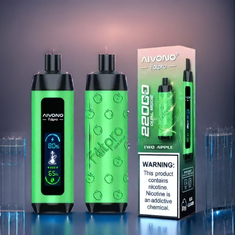 Två Äpple Aivono Aim Fatpro 22000 Puffar 28ml 5% Nicotine 600mAh Mesh Coil Sverige Grossist