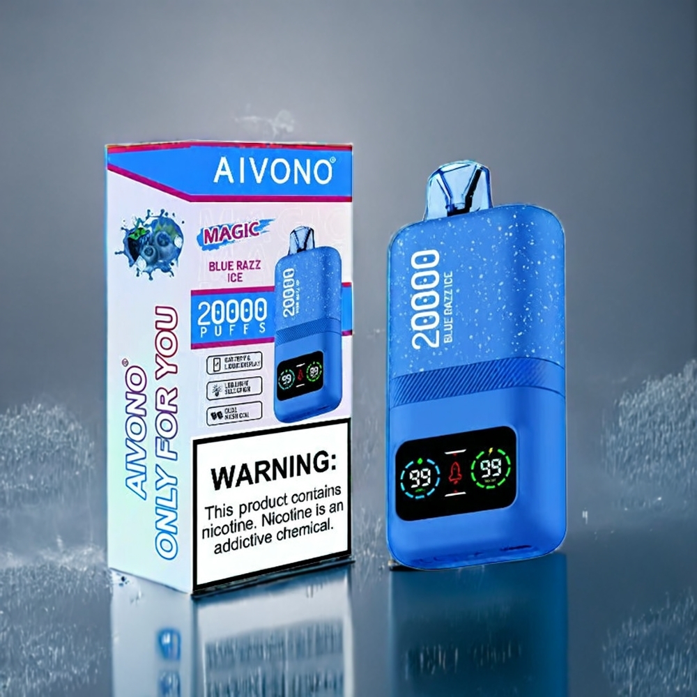 Blå Hallon Is Aivono Aim Magic 20000 Puffar 26ml Dual Mesh Coil Type-C Sverige Grossist