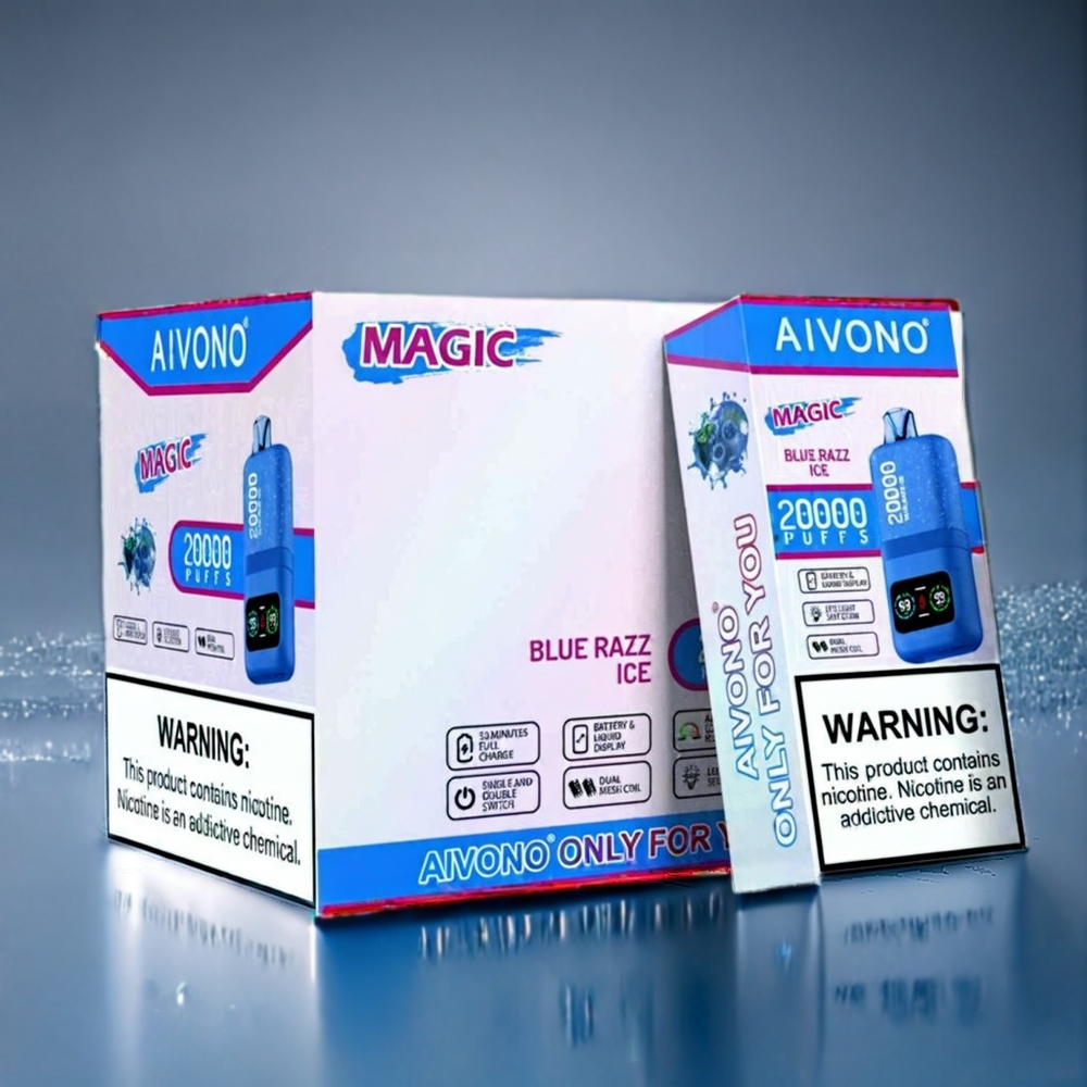 Blå Hallon Is Aivono Aim Magic 20000 Puffar 26ml Dual Mesh Coil Type-C Sverige Grossist