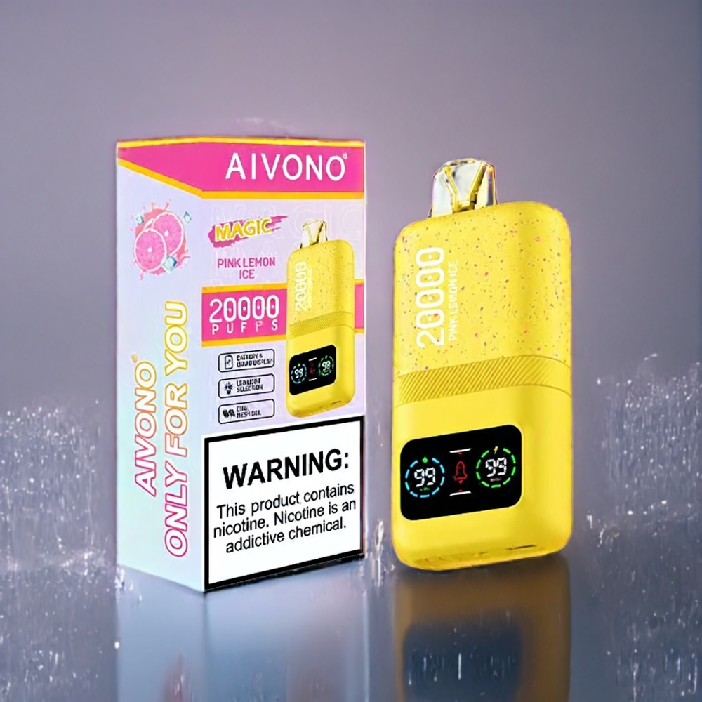 Rosa Citron Is Aivono AIM MAGIC 20000 Puffar Sverige Grossist Dual Mesh Coils LCD Typ-C Laddbar 600mAh Batteri 26ml E-vätska