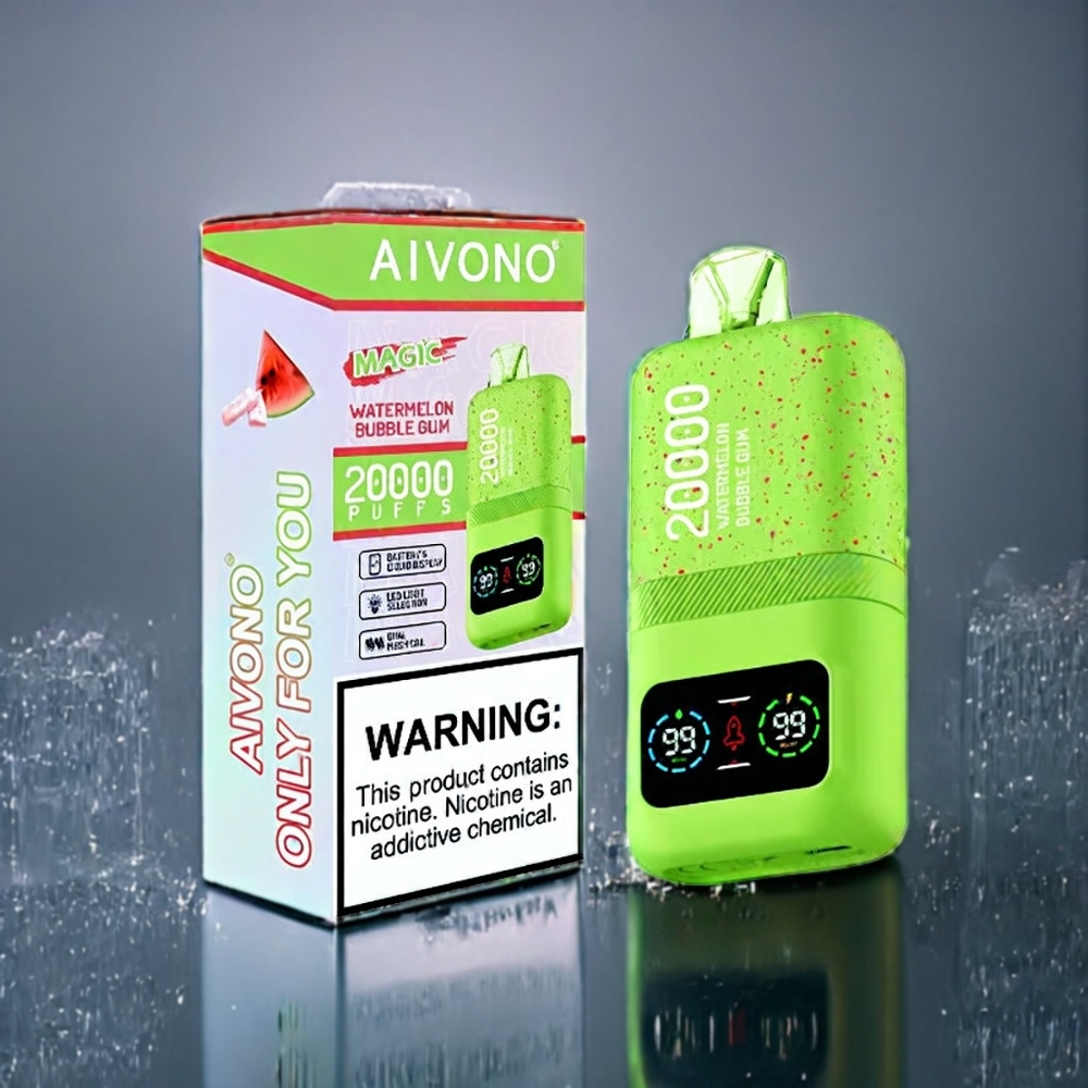 Vattenmelon Tuggummi Aivono Aim Magic 20000 Puffar Dual Mesh Coils LCD Type-C Sverige Grossist