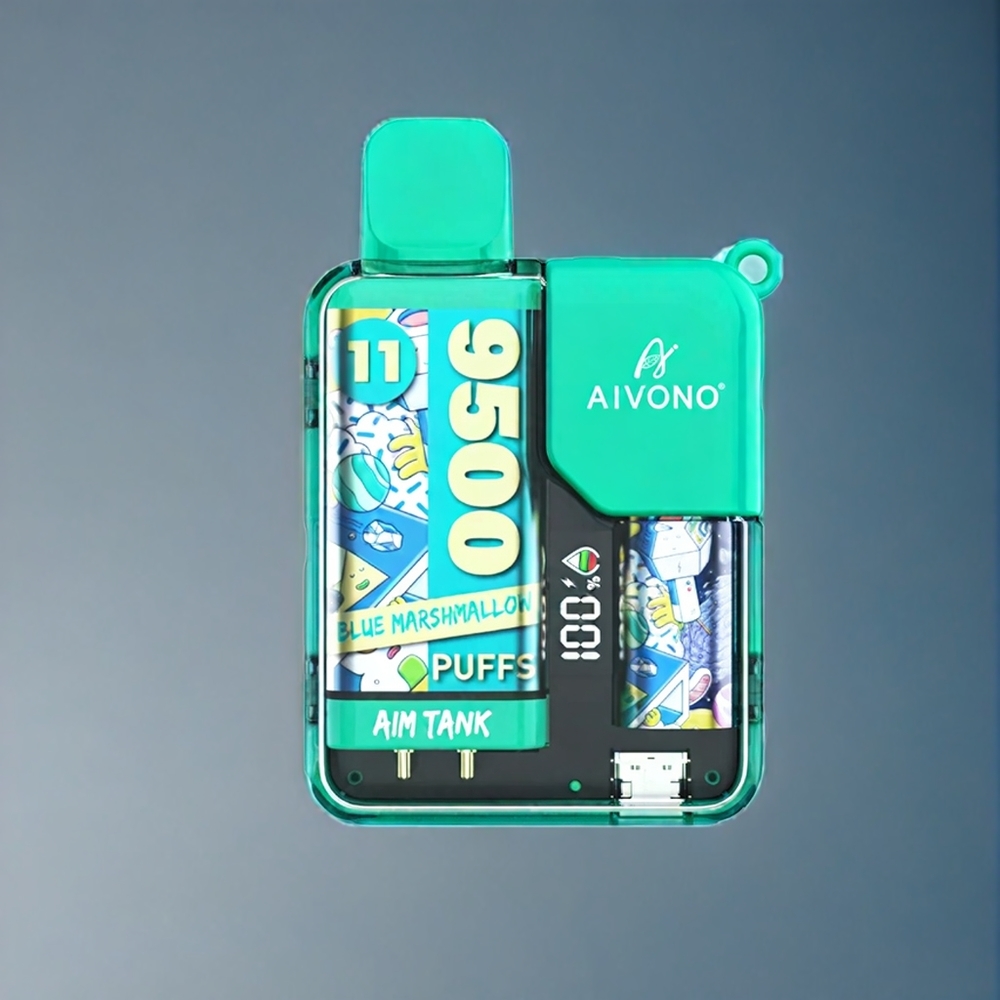 Blå Marshmallow Aivono AIM-TANK 9500 Puffar 18ml 650mAh LCD 1.2ohm Mesh Sverige Grossist