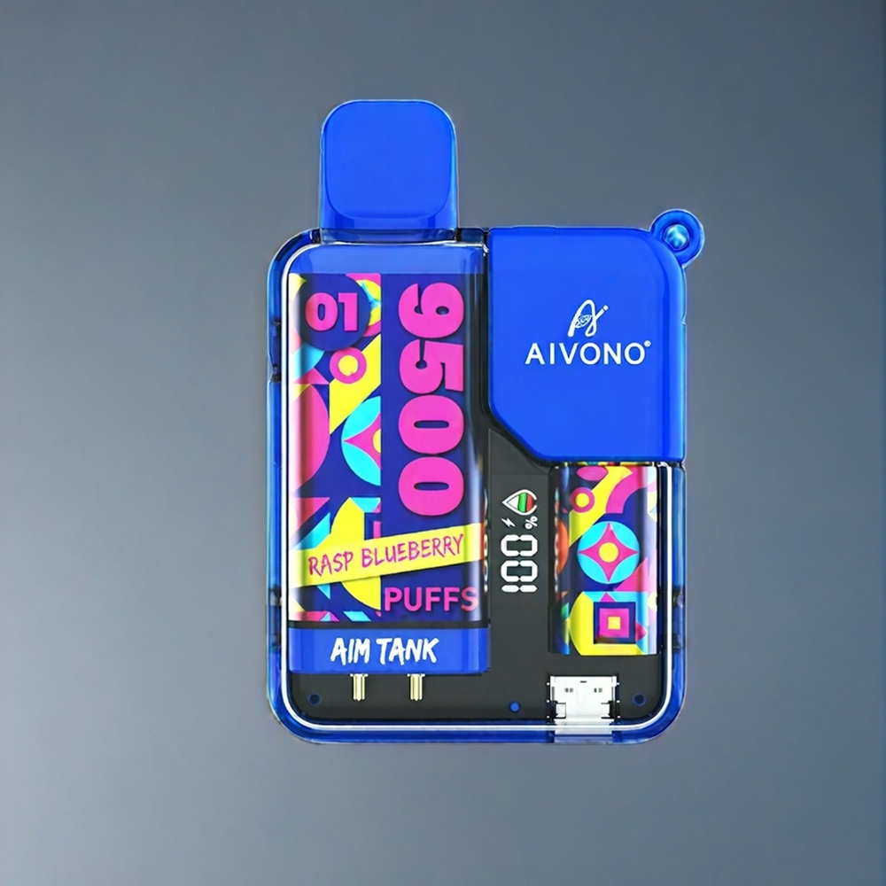 Blåbär Hallon Aivono AIM-TANK 9500 puff E-vaping Sverige Grossist 18ml LCD 650mAh Mesh Coil