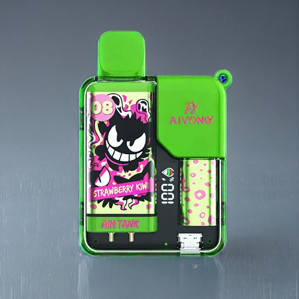 Jordgubb Kiwi Aivono Aim-Tank Sverige Grossist 9500 Puffar 18ml 650mAh LCD 0-5% 1.2ohm Mesh Coil