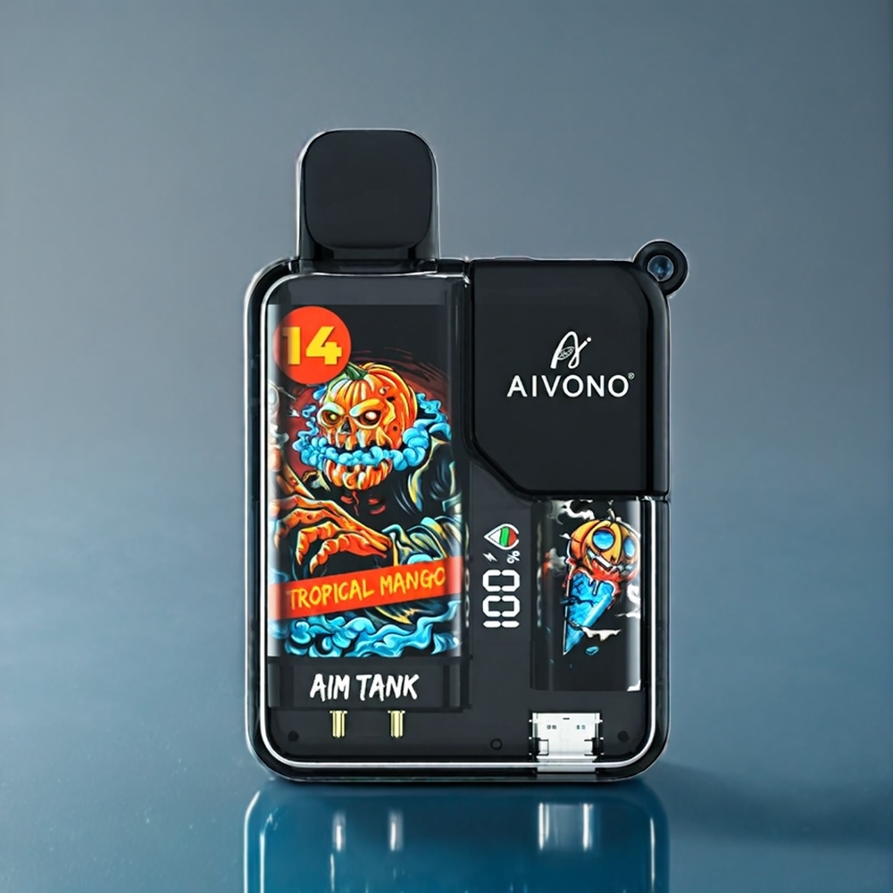 Tropisk Mango Aivono Aim-Tank 9500 Puffar 18ml 650mAh LCD Mesh Coil Sverige Grossist