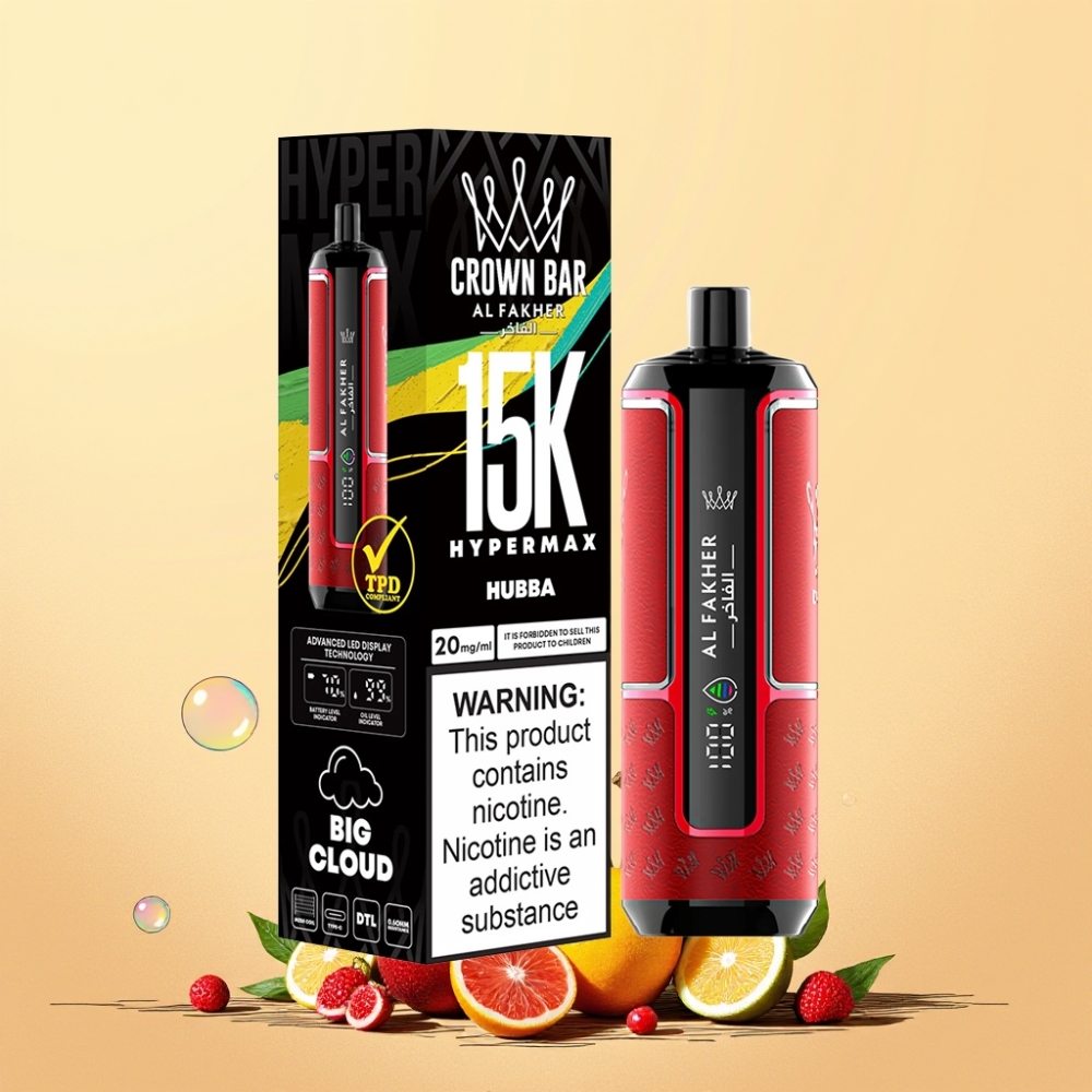 Al Fakher Crown Bar 15K Hypermax Sverige Grossist 22ml 600mAh Type-C 20mg DTL Bärbar Engångs Vape Kit