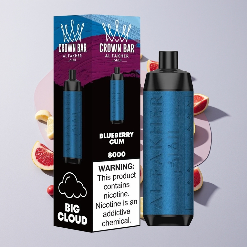 Al Fakher Crown Bar 8000 600mah 18ml 5mg Sverige Grossist Blåbär Gummi