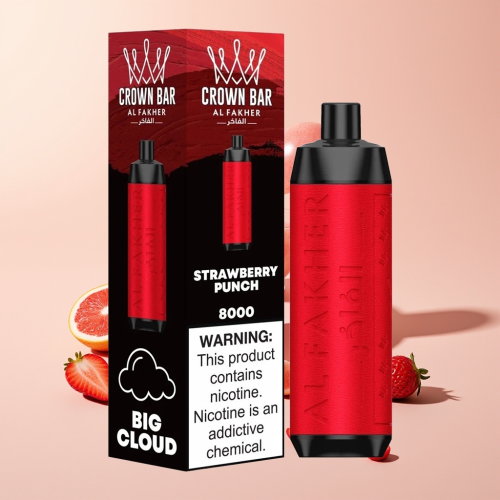 Al Fakher Crown Bar 8000 600mah 18ml 5mg Sverige Grossist Jordgubb Punch