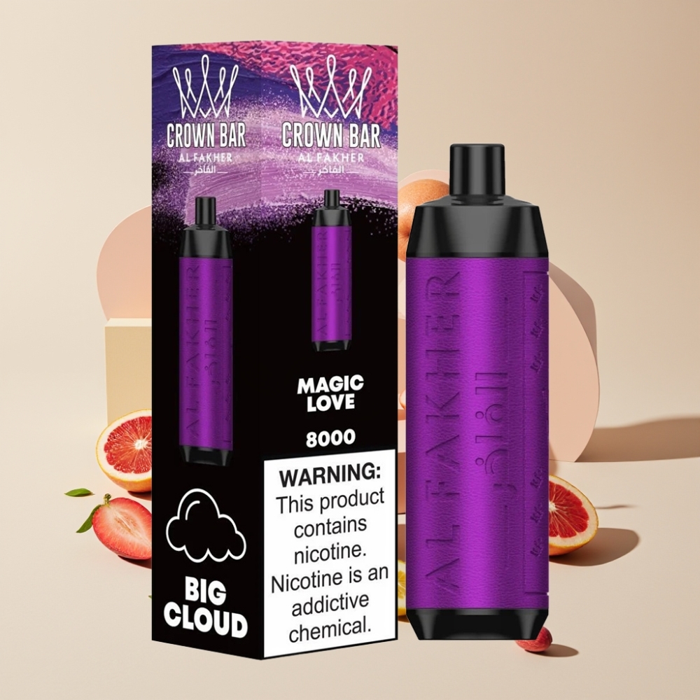Al Fakher Crown Bar 8000 Kristall Engångs Vape Magisk Kärlek Sverige Grossist 600mah 18ml 5mg 0.6ohm
