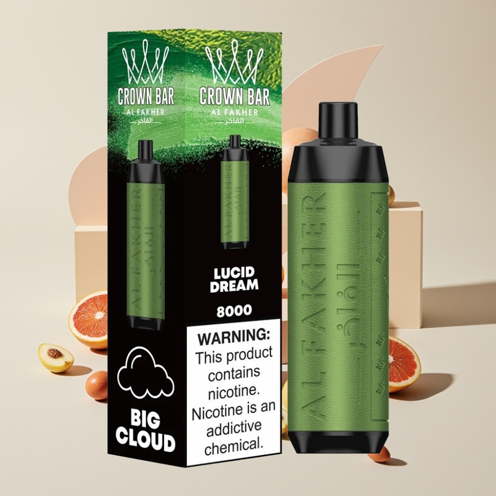 Al Fakher Crown Bar 8000 Kristall Engångsvape Sverige Grossist 600mah 18ml 5mg 0.6ohm Ljus Dröm