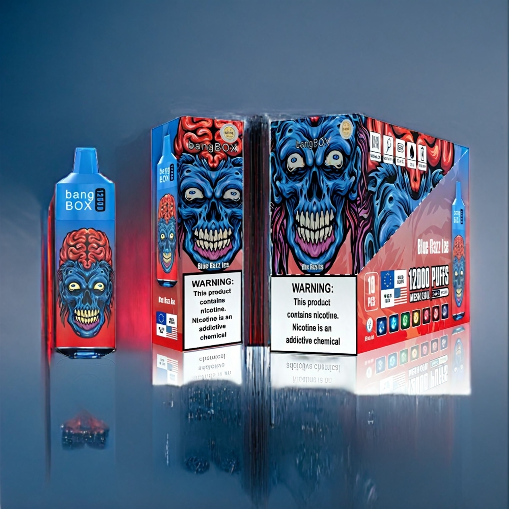 Blå Hallon Is Bang Box 12000 Puffar 23ML 650mAh TYPE-C 0%-5% Salt Nic Sverige Grossist
