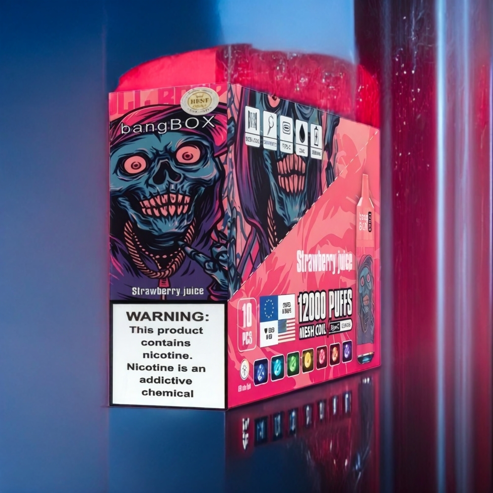 Jordgubb Juice Bang Box Sverige Grossist 12000 Puffar 23ML 650mAh TYPE-C PC Salt Nic 0-5%