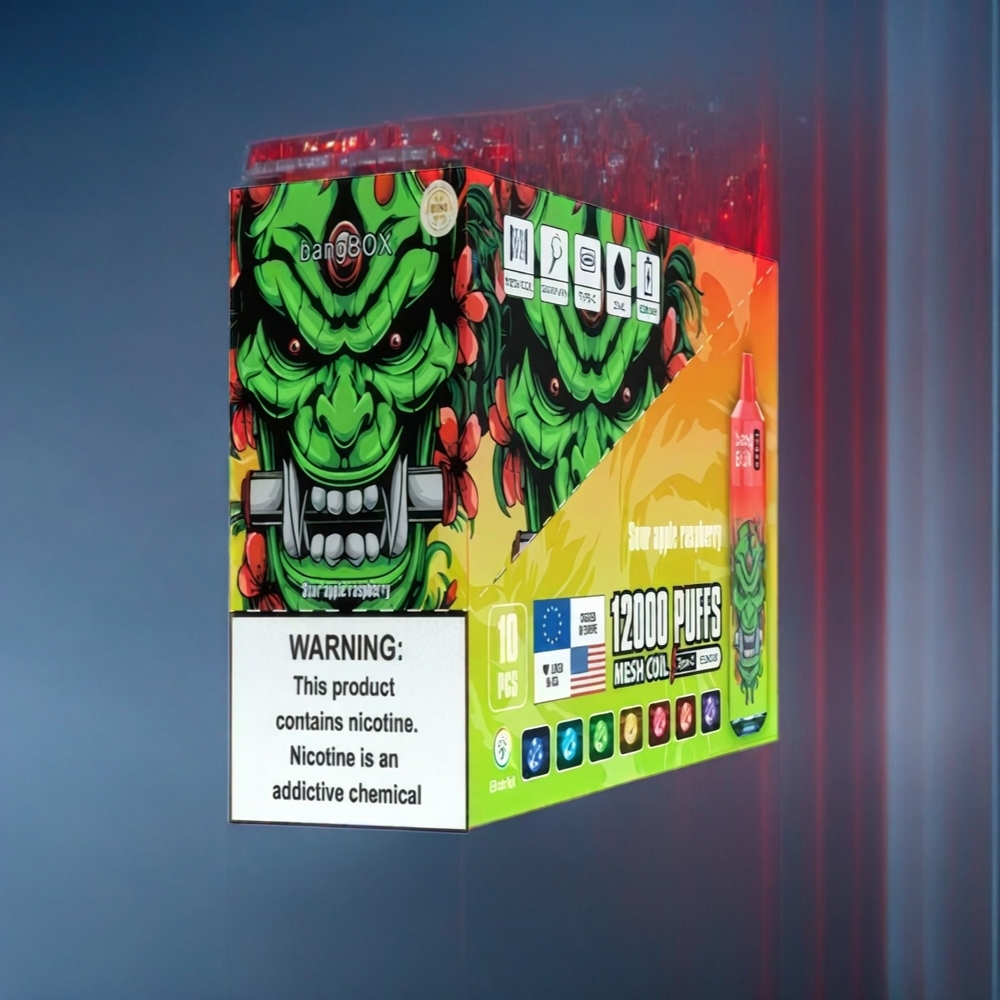 Sur Äpple Hallon Bang Box 12000 Puffar 23ML 650mAh TYPE-C 0-5% Salt Nic Sverige Grossist