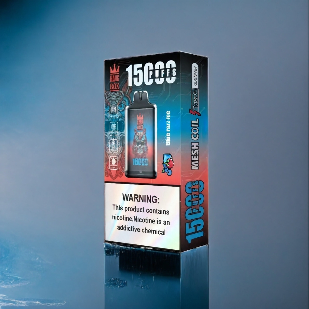 Blå Hallon Is Bang Box 15 000 Puffar (23ml, 650mAh, TYPE-C) Sverige Grossist 1 låda 10 st