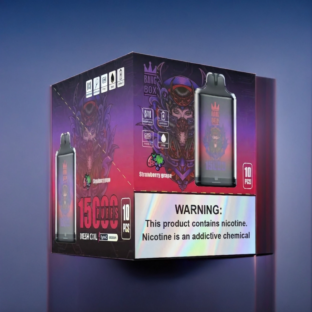 Jordgubb Druva Bang Box 15000 Puffar 23ml 0%/2%/3%/5% 650mAh TYPE-C Sverige Grossist