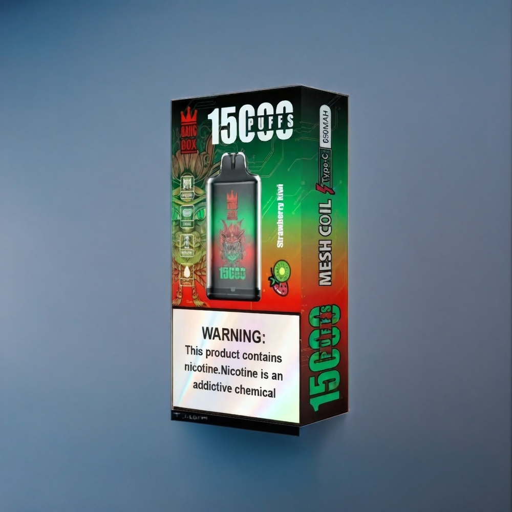 Jordgubb Kiwi Bang Box 15000 E-cig 23ml 5% TYPE-C 650mAh 1 låda 10 st Sverige Grossist