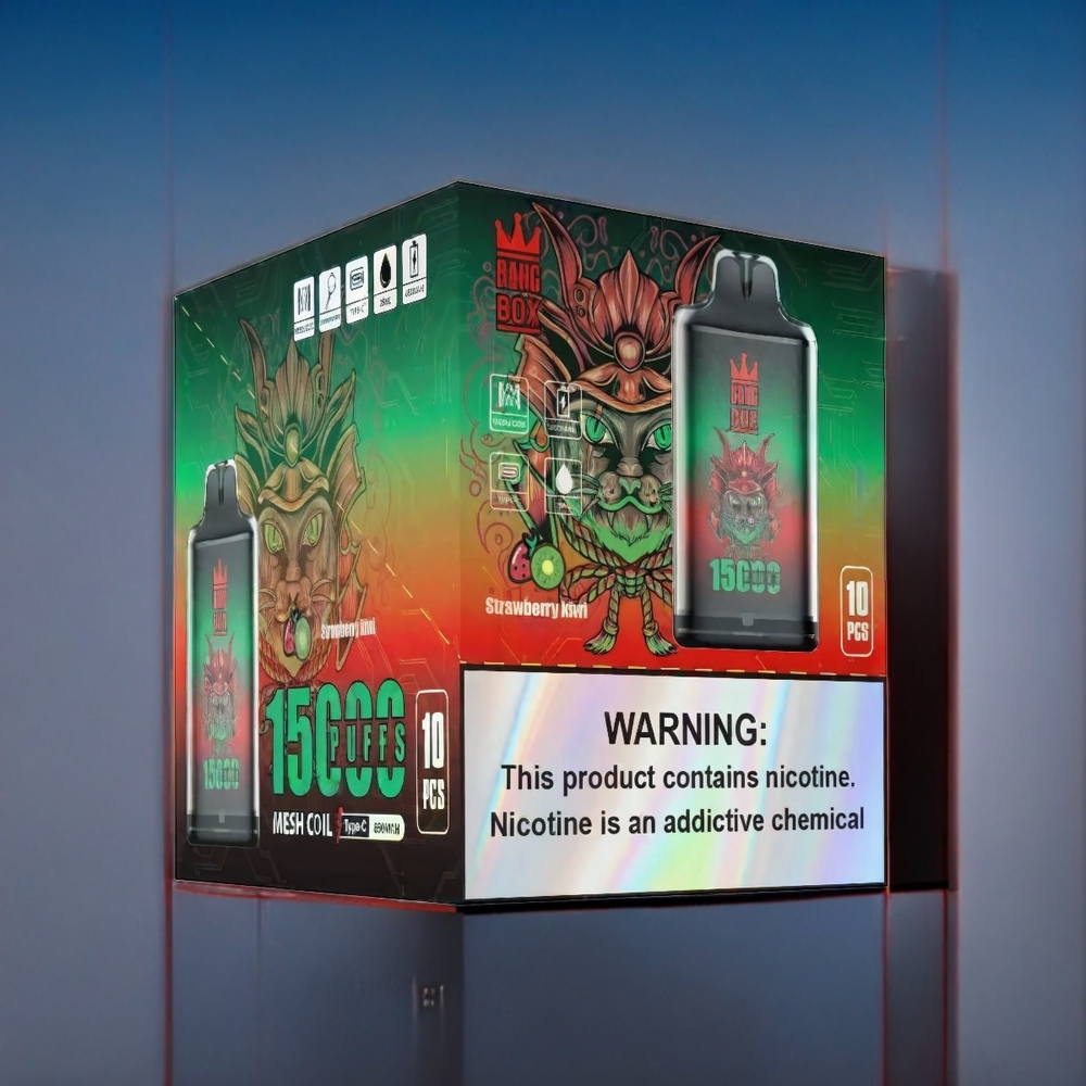 Jordgubb Kiwi Bang Box 15000 E-cig 23ml 5% TYPE-C 650mAh 1 låda 10 st Sverige Grossist