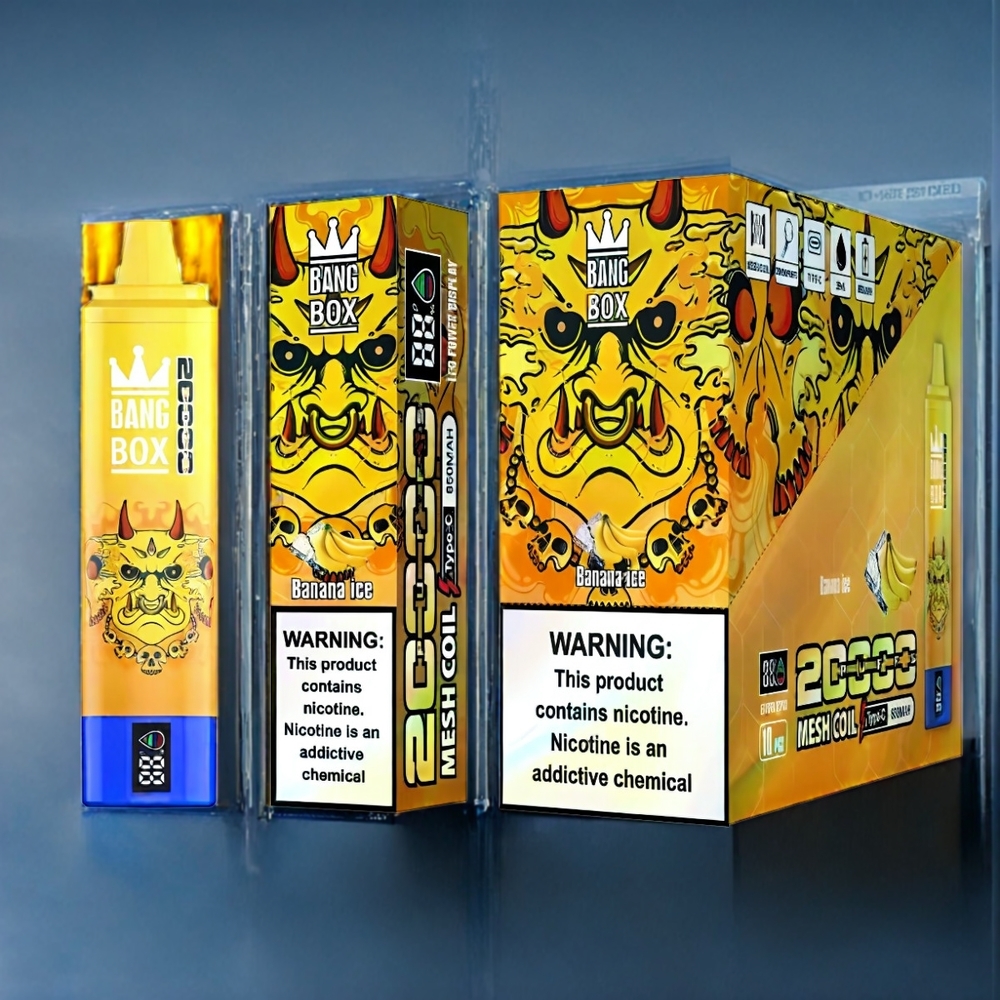 Banana Is (Banan Is) Bang Box 20000 Puffar 35ml 5% Nikotin Mesh Coil Sverige Grossist
