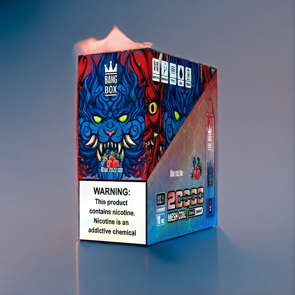Blå Hallon Is Bang Box 20000 Puffar 35ml 5% Nicotine Mesh Coil Sverige Grossist