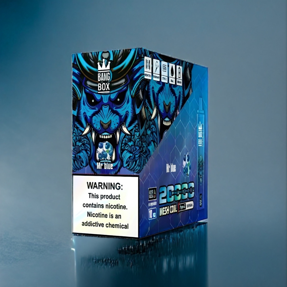 Blå Smaker Kombination Bang Box Familj Sverige Grossist 20000 Puffar 5% Nikotin Mesh Coil Smart Skärm 35ml