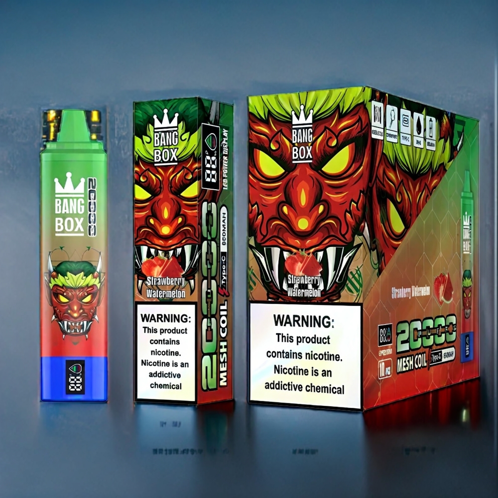 Jordgubb Vattenmelon Bang Box 20000 Puffar 5% Nikotin 35ml Svensk Grossist Mesh Coil