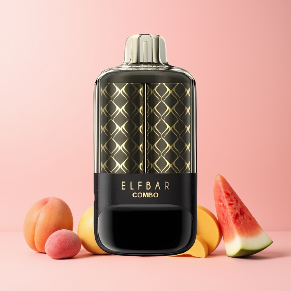 ELF BAR COMBO 25000 Puff Disposable Vape Sverige Grossist 22ml 700mAh Type-C 5% Nikotin Lite/Turbo Dubbel Luftflöde Skärm Persika Mango & Vattenmelon