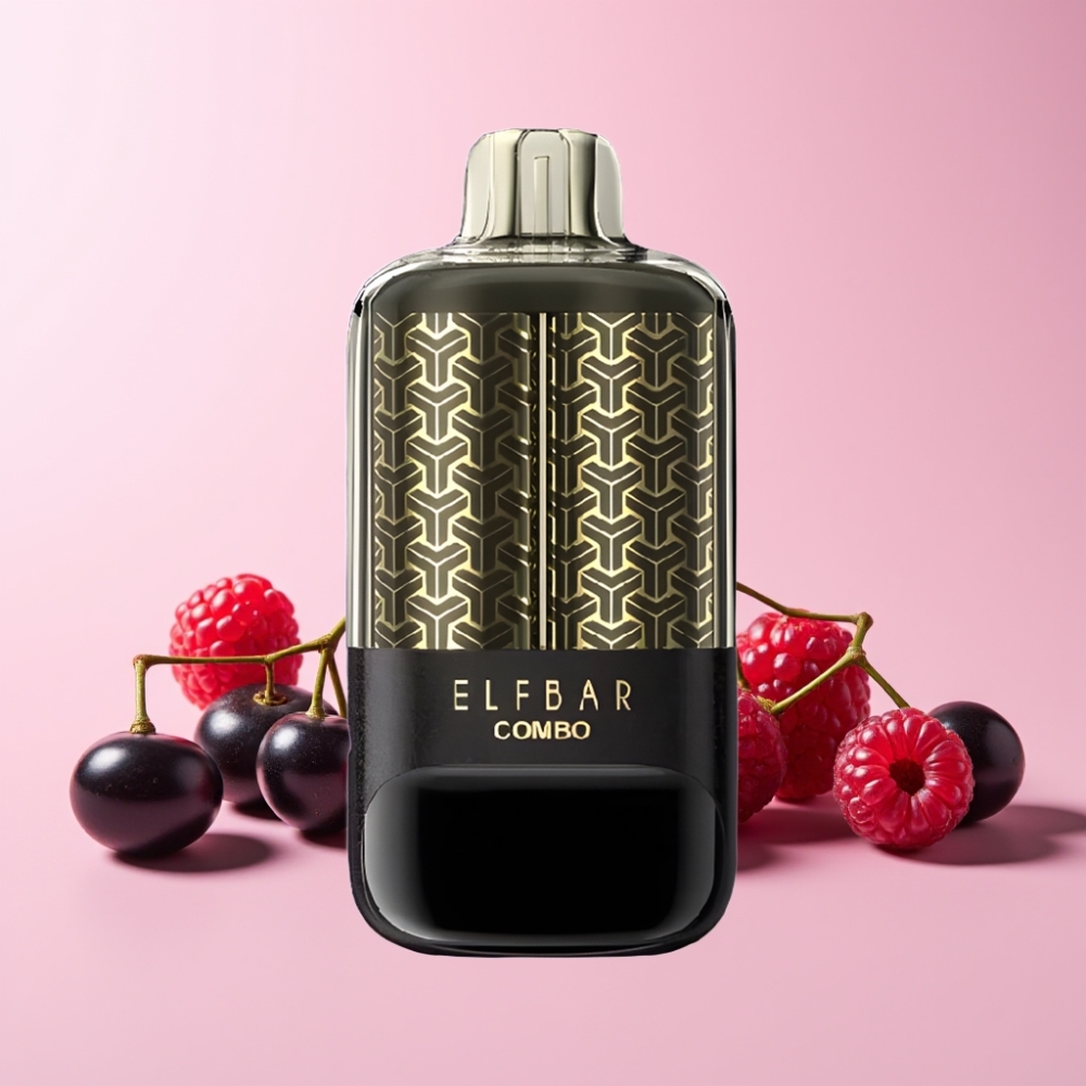 ELF BAR COMBO 25000 Puffar Sverige Grossist 22ml 700mAh Type-C Svartvinbär Hallon & Druva