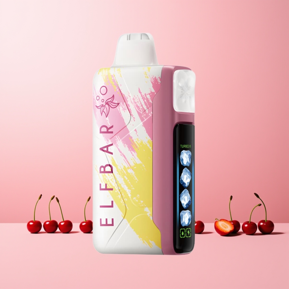 Elf Bar Ice King 40000 Puff Laddningsbar E-Cigarett med LCD-display, Justerbara Kylningsnivåer, Dual Luftflödesystem & Körsbär Strazz Sverige Grossist