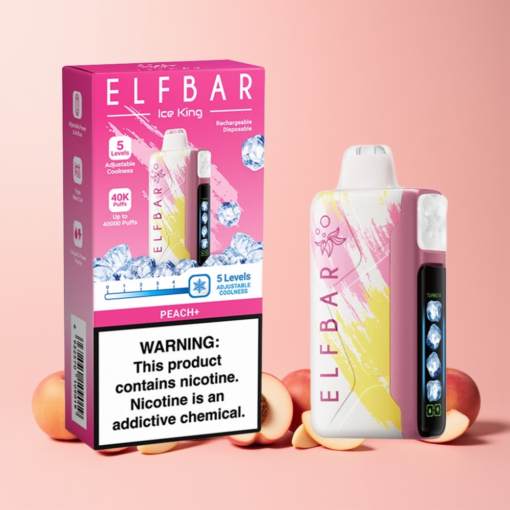 Elf Bar Ice King 40000 Puff Laddningsbar LCD Skärm Justerbar Kylning Persika+ Sverige Grossist