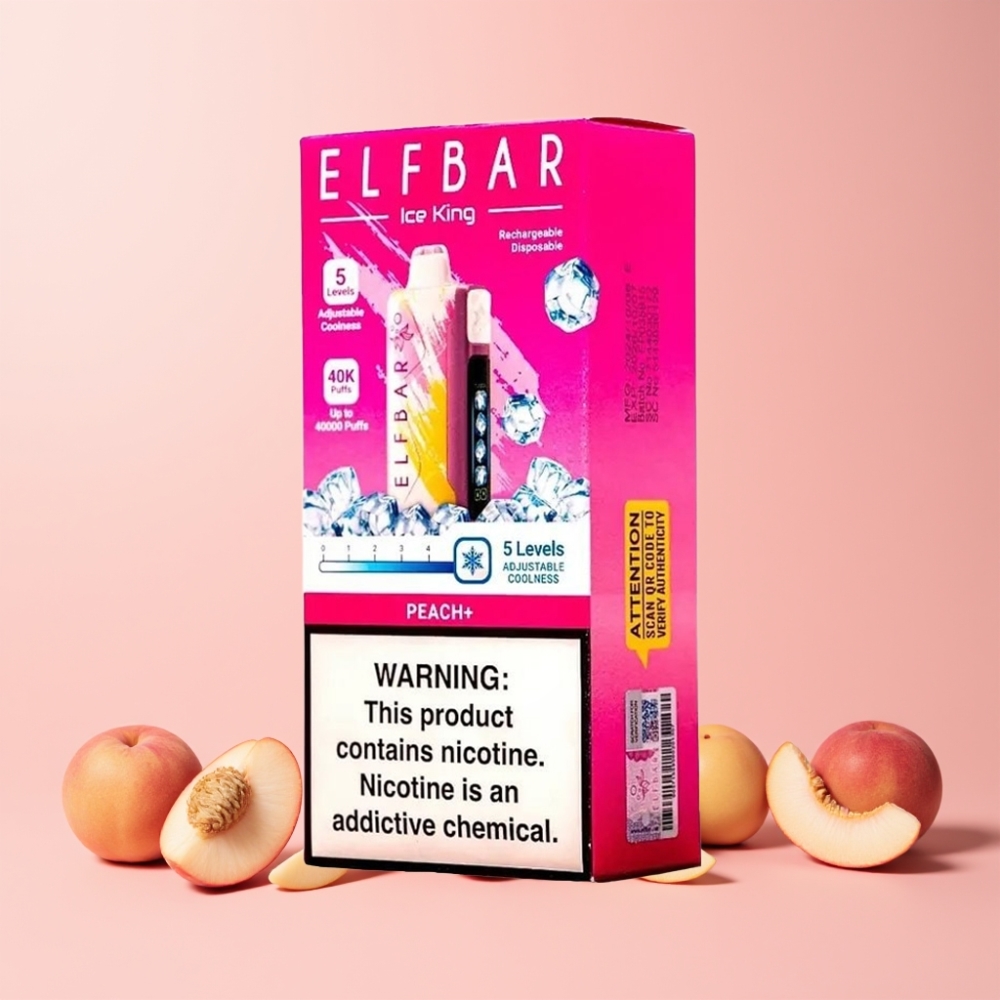 Elf Bar Ice King 40000 Puff Laddningsbar LCD Skärm Justerbar Kylning Persika+ Sverige Grossist