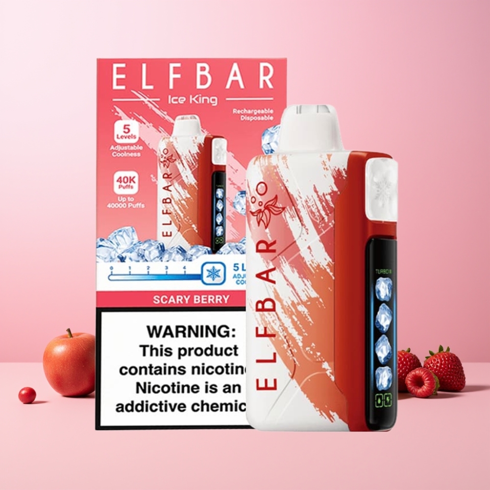 Elf Bar Ice King 40000 Puff Återuppladdningsbar 850mAh Justerbara Kylningsnivåer LCD Skrämmande Bär Sverige Grossist