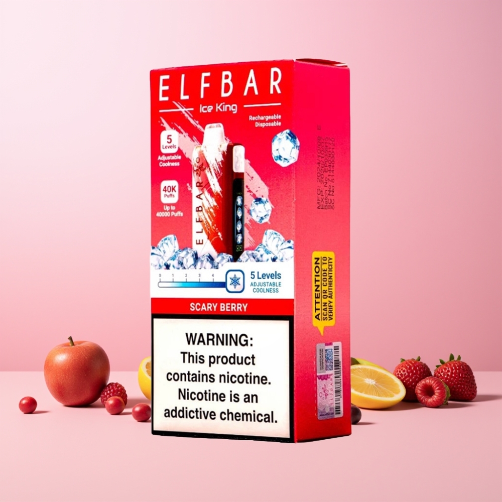 Elf Bar Ice King 40000 Puff Återuppladdningsbar 850mAh Justerbara Kylningsnivåer LCD Skrämmande Bär Sverige Grossist