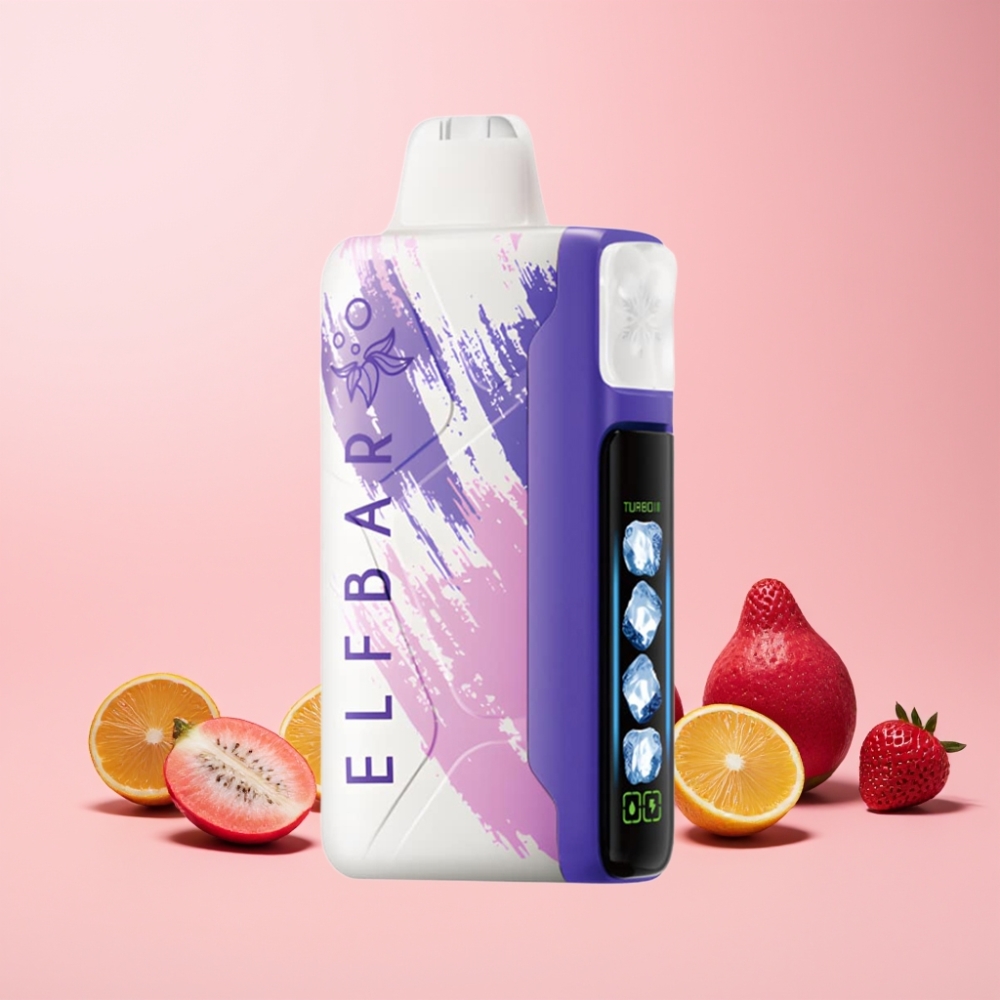 Elf Bar Ice King 40000 Puffar Återuppladdningsbar 850mAh Justerbar Kyla LCD Display Sverige Grossist Sur Jordgubb Draktfrukt
