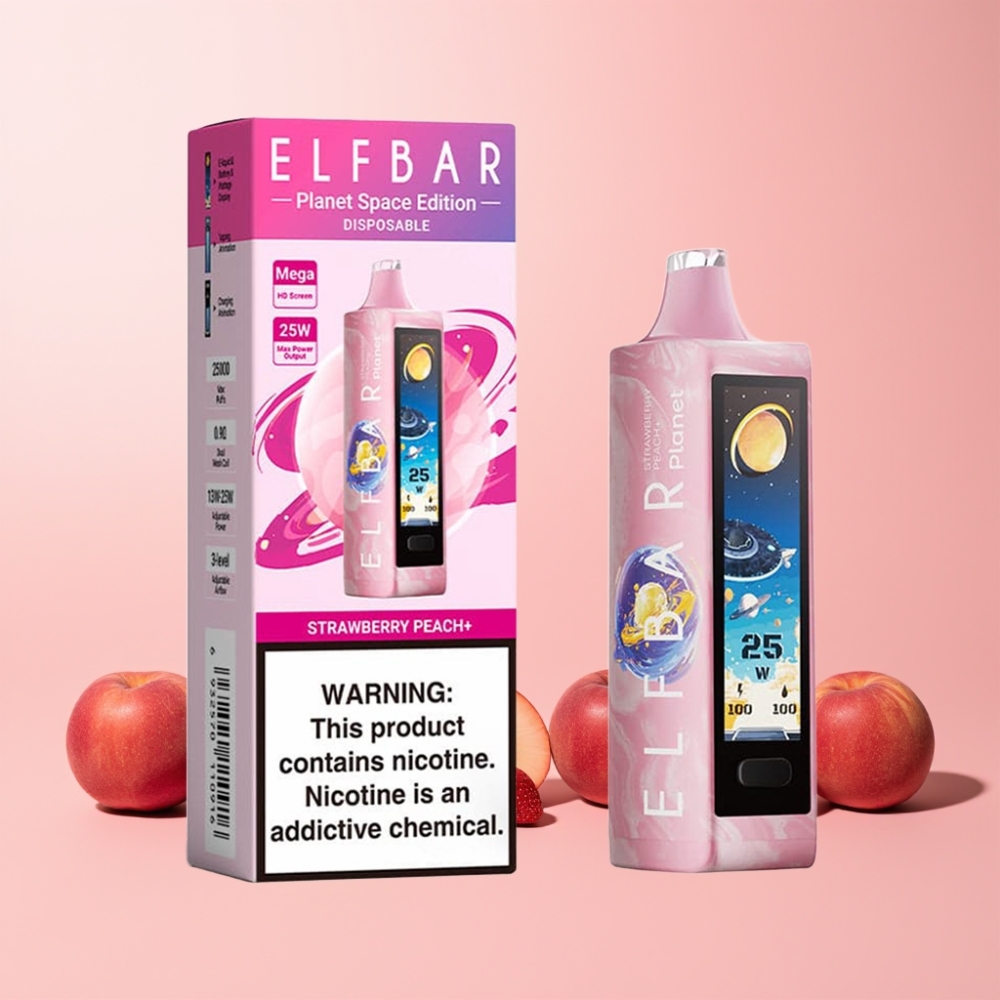 Elf Bar Planet 25000 Andningar Mesh 800mAh Sverige Grossist Jordgubb Persika+