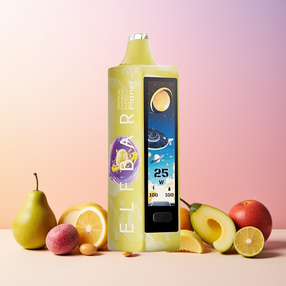 Elf Bar Planet 25000 Puff Återuppladdningsbar Disposable Vape Mesh Coil 18ml 5% Sverige Grossist Tropisk Regnbåge Smak