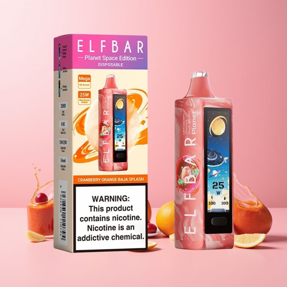 Elf Bar Planet 25000 Puffs 18ml 800mAh Mesh Sverige Grossist Tranbär Apelsin Baja Splash
