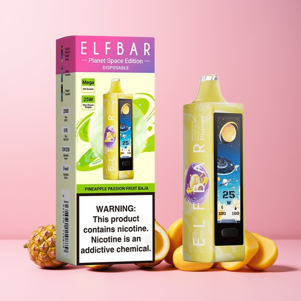 Elf Bar Planet 25000 Puffs Mesh Omladdningsbar 18ml Sverige Grossist Ananas Passionsfrukt Baja