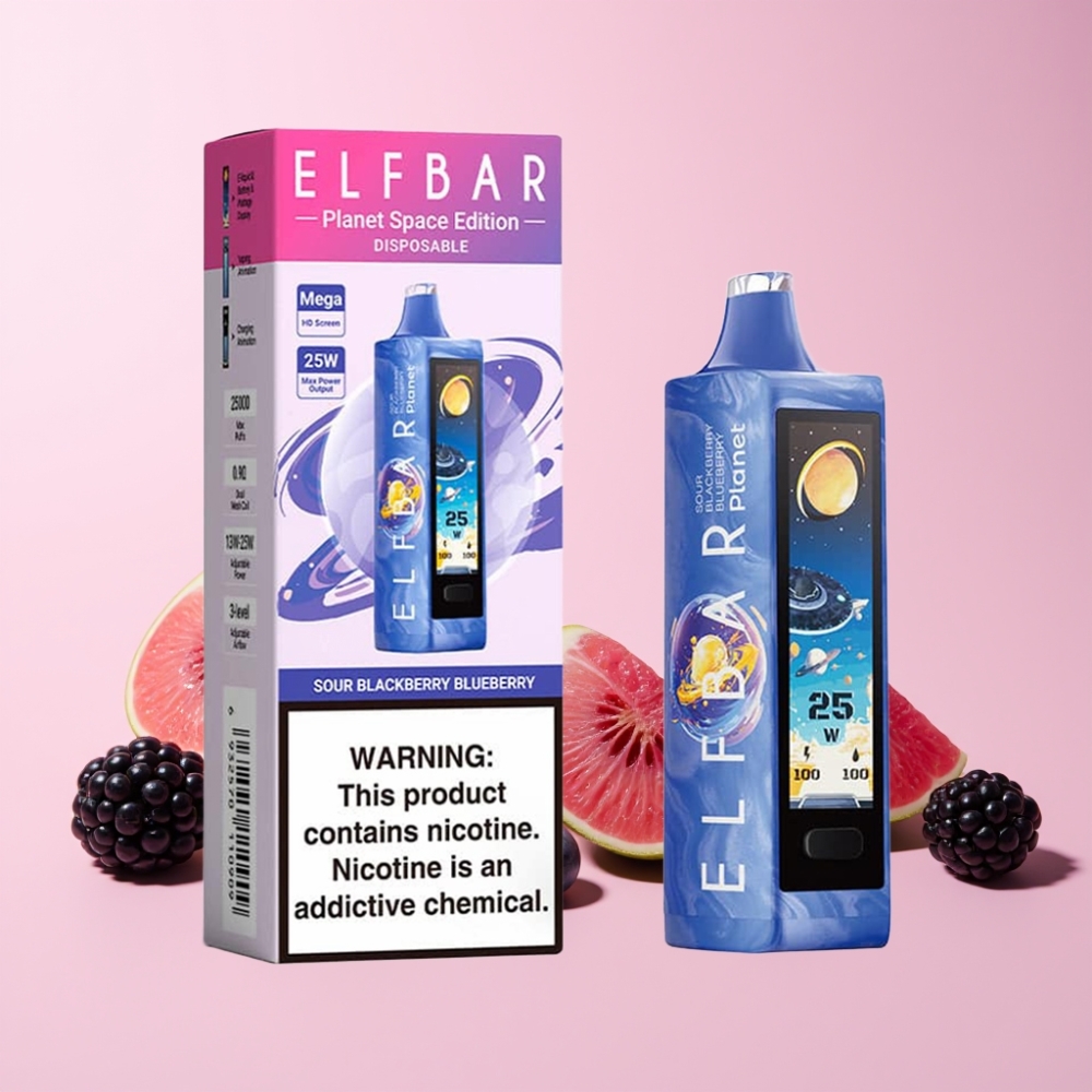 Elf Bar Planet 25000 Puffs Återuppladdningsbar Mesh Sverige Grossist Sur Svartvinbär Blåbär