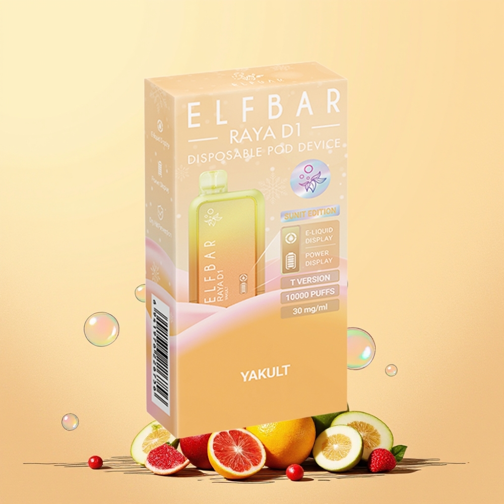 Elf Bar Raya D1 13000 Puffar Svensk Grossist Återuppladdningsbar 650mAh 18ml Yakult