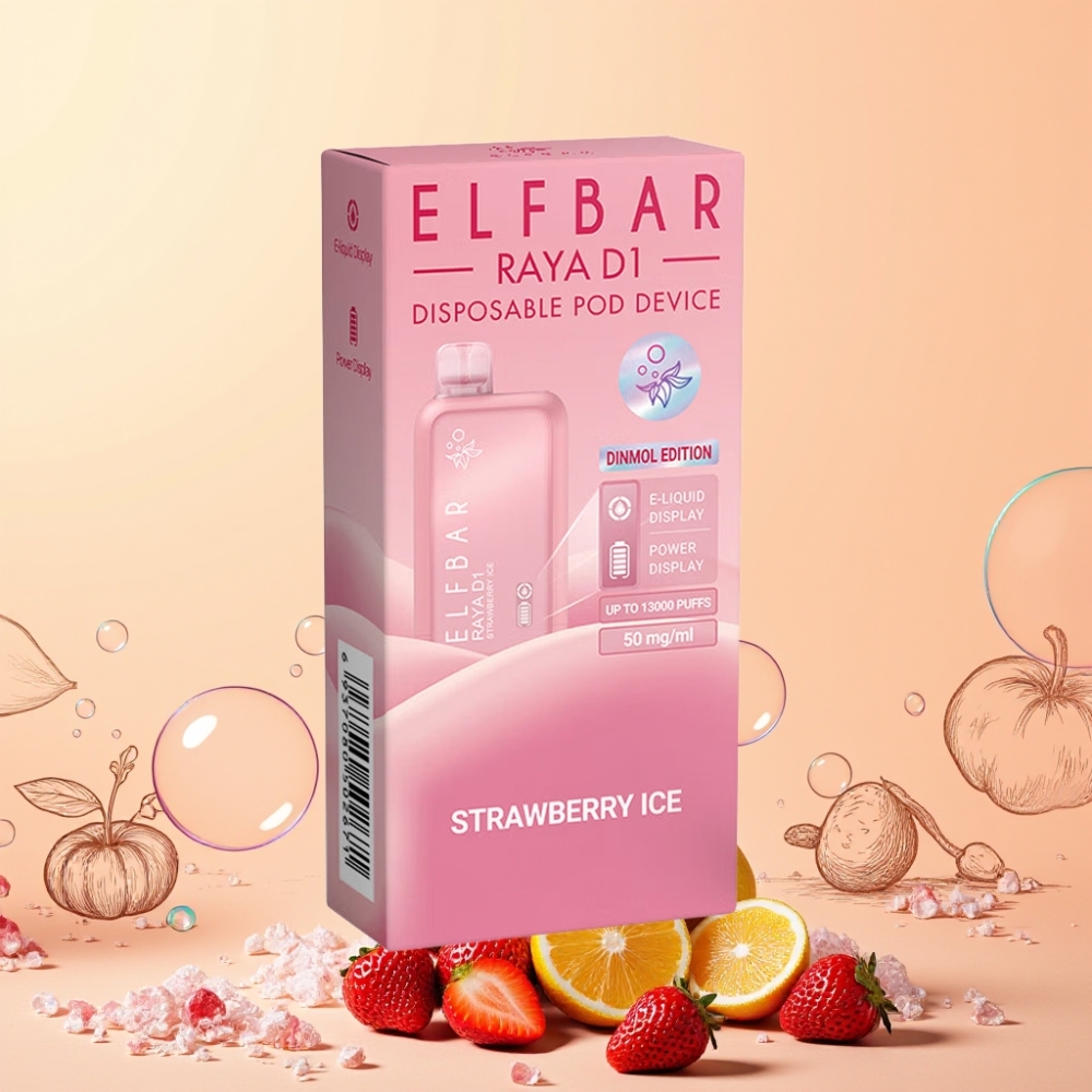 Elf Bar Raya D1 13000 Puffar Sverige Grossist Laddningsbar Jordgubb Is