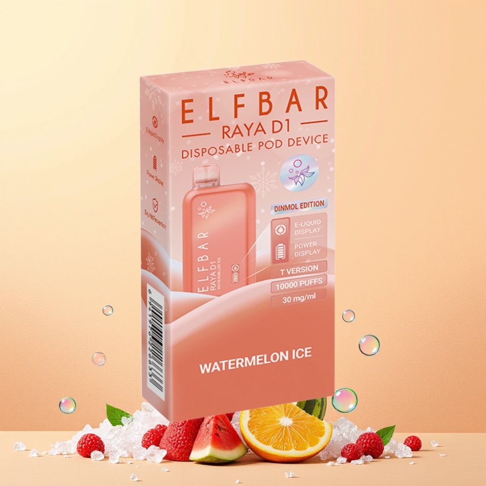 Elf Bar Raya D1 13000 Puffs 18ml 650mAh Återuppladdningsbart Vattenmelon Is Sverige Grossist