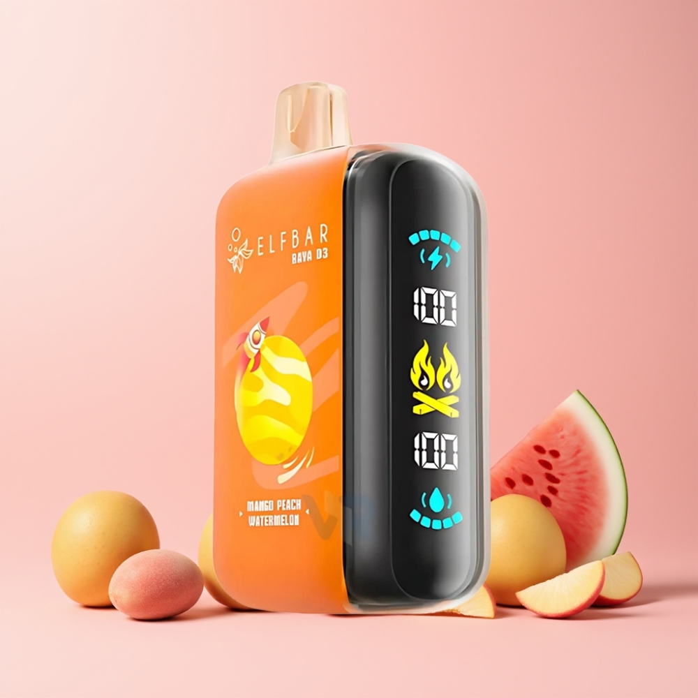 ELF BAR RAYA D3 25000 Puffar Laddningsbar Svensk Grossist Batteri 850mAh Typ-C Mango Persika Vattenmelon