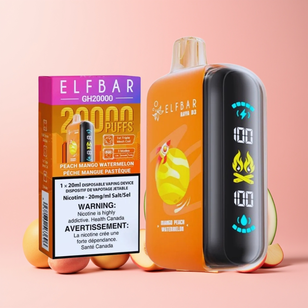 ELF BAR RAYA D3 25000 Puffar Laddningsbar Svensk Grossist Batteri 850mAh Typ-C Mango Persika Vattenmelon